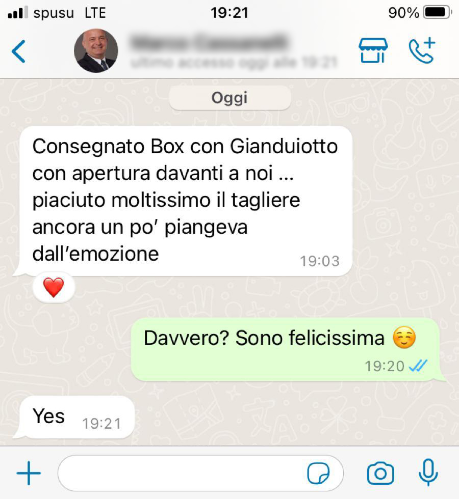 feedback cliente regalo alimentare