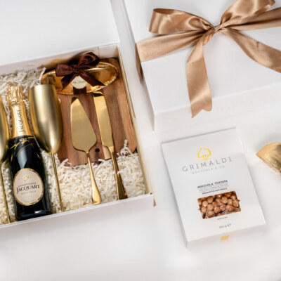Box regalo aziendale con champagne